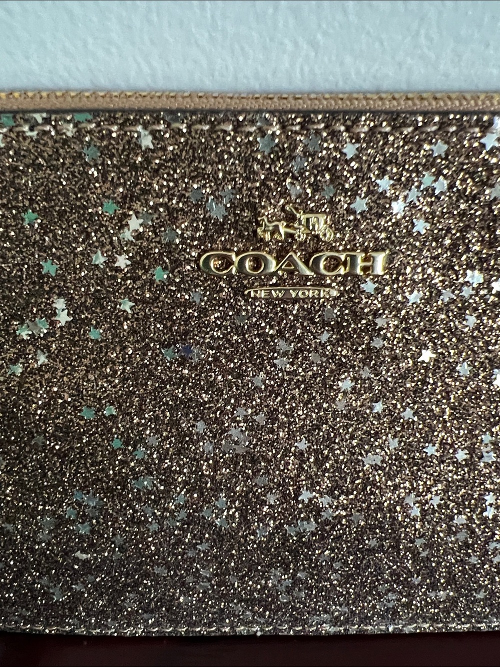 Coach Gold Glitter Star Wristlet